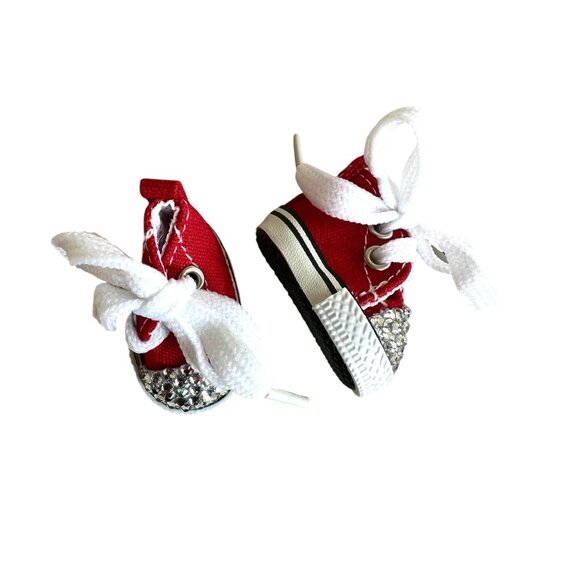 Bedazzled Rhinestone Embellished Sneakers for your Labubu - RED - Picture 6 of 7